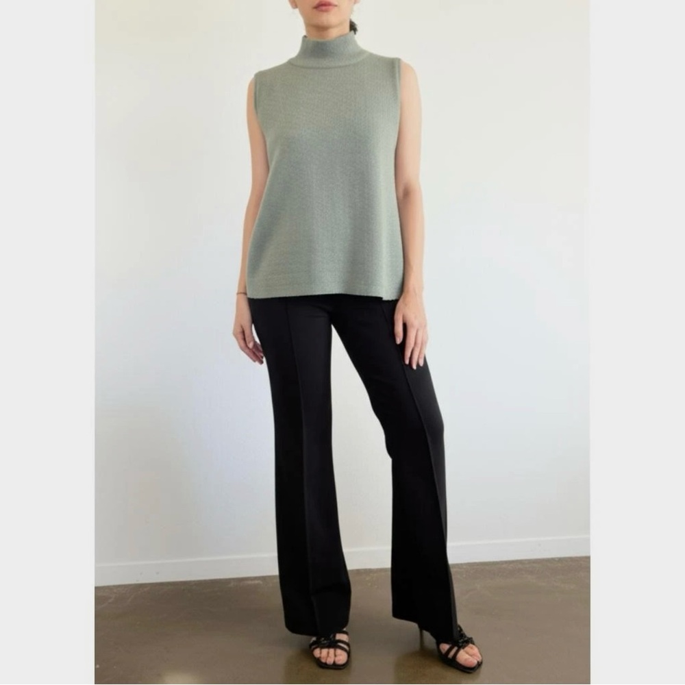 NINE WEST Women’s Ribbed Mock Neck Sweater Vest Size L Sage Green